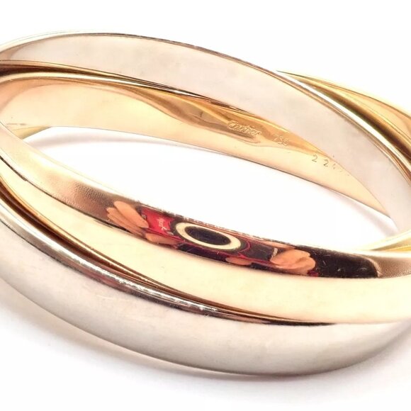 Authentic! Cartier 18k Tricolor Gold 101.5 Grams Rolling Trinity Bangle Bracelet - Picture 3 of 11
